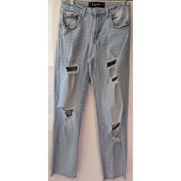 Indigo Rein Women Jeans 27 (28x27) Blue High Rise Distressed Mom Denim (789) - Picture 1 of 3